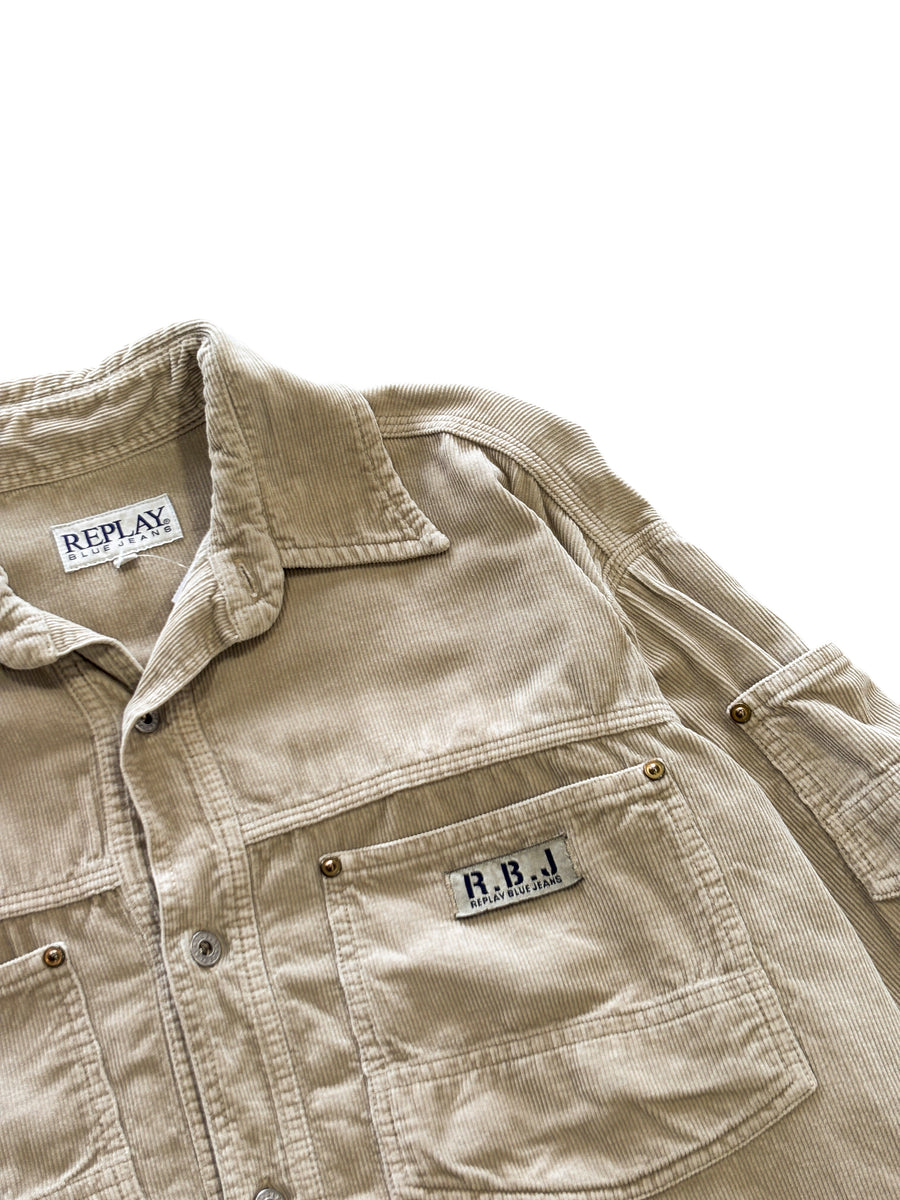 Vintage Kordhemd Beige L