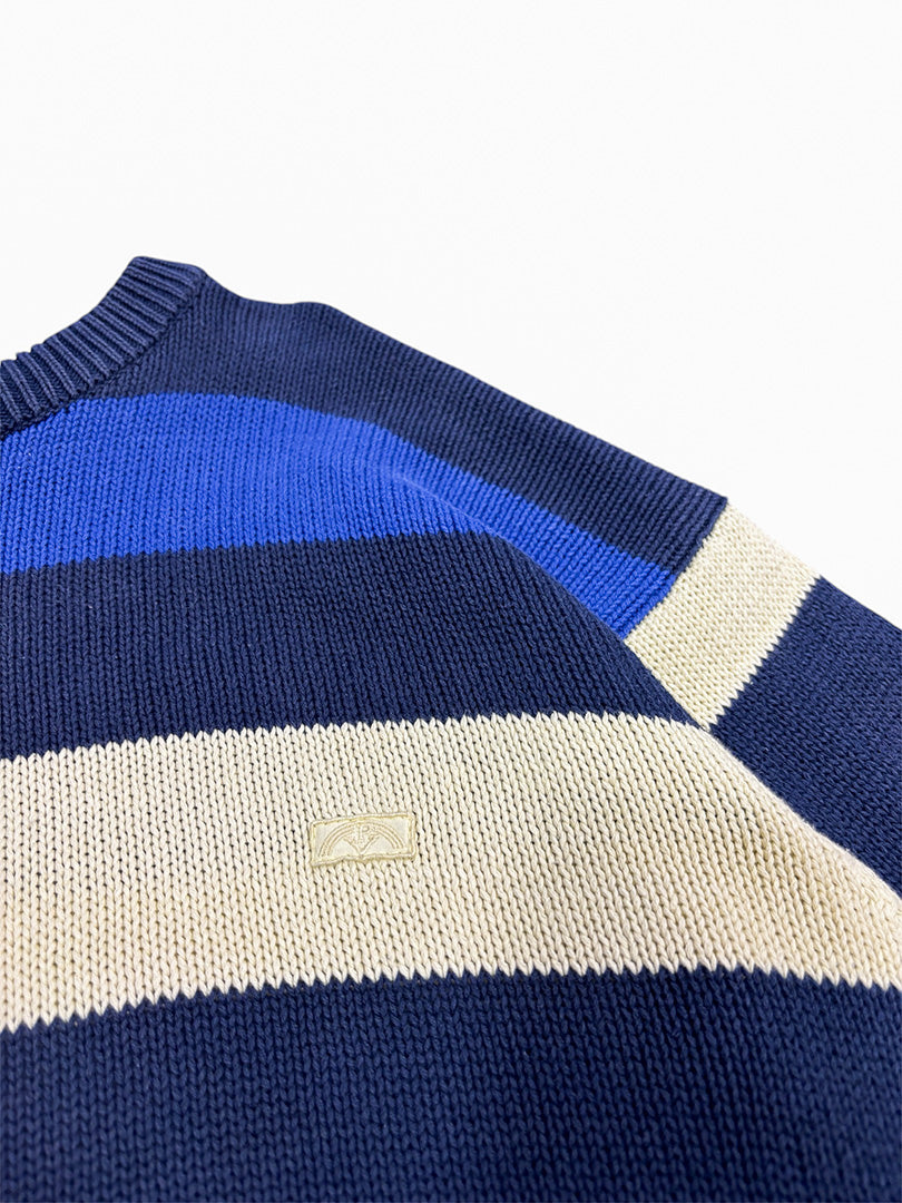 Vintage Strick Blau/Beige L